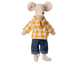 Maileg Papa Maus mit Karohemd und Jeans, 15 cm