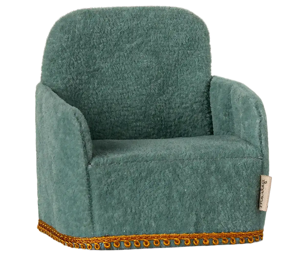 Maileg Samt-Sessel Maus Mint aus Polyester für die Mäusefamilie