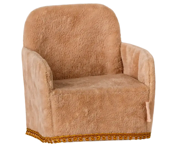 Maileg Samt-Sessel Maus Powder aus Polyester, 7,5 x 6,5 x 6 cm