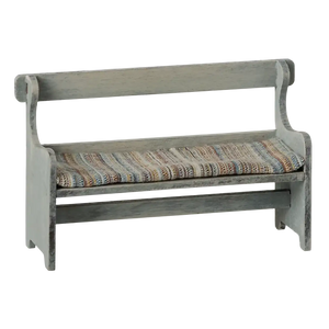 Maileg Sitzbank Maus Off White aus Holz mit weichem Baumwollkissen