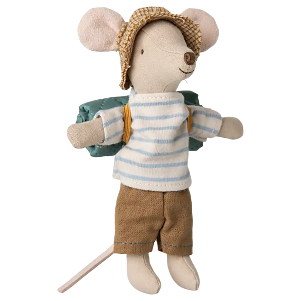 Maileg Wandermaus Grosser Bruder im gestreiften Wanderoutfit, 13 cm