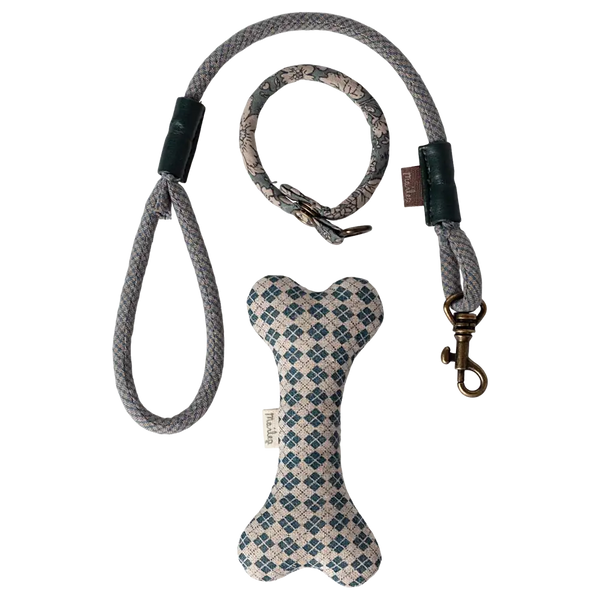 Metallkoffer des Maileg Welpen Zubehör Blau mit Maileg-Print