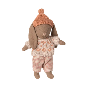 Maileg Winterhase Mikro Braun / Rosa, 12 cm hoch