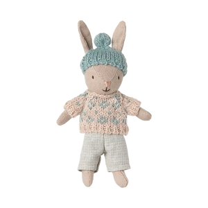Maileg Winterhase Mikro Sand / Minze, 13,5 cm hoch