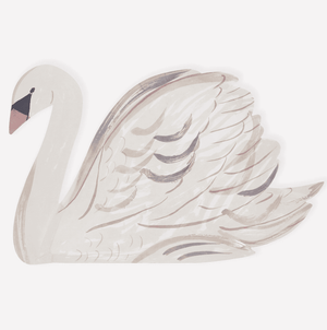 Meri Meri Partyteller Schwan im 8er-Set mit Goldfolierung