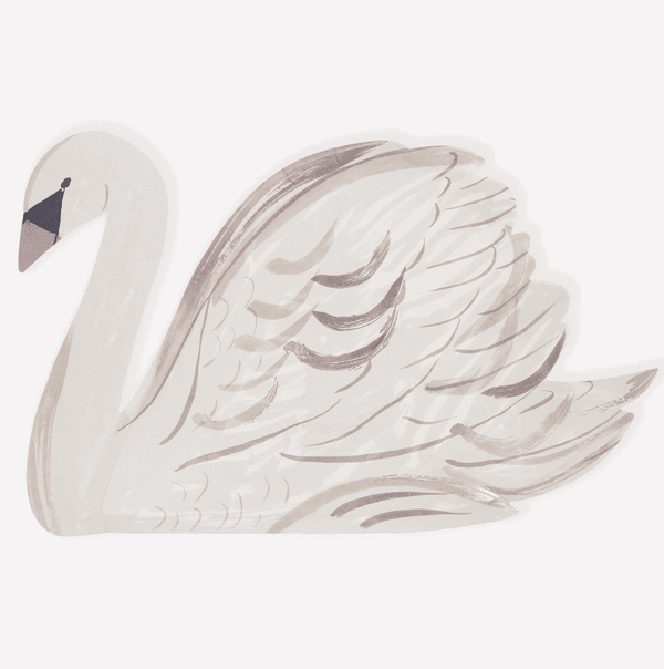 Meri Meri Partyteller Schwan im 8er-Set mit Goldfolierung