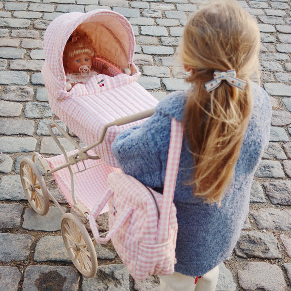 Sac à langer pour poupée Carreaux Rose Poudré