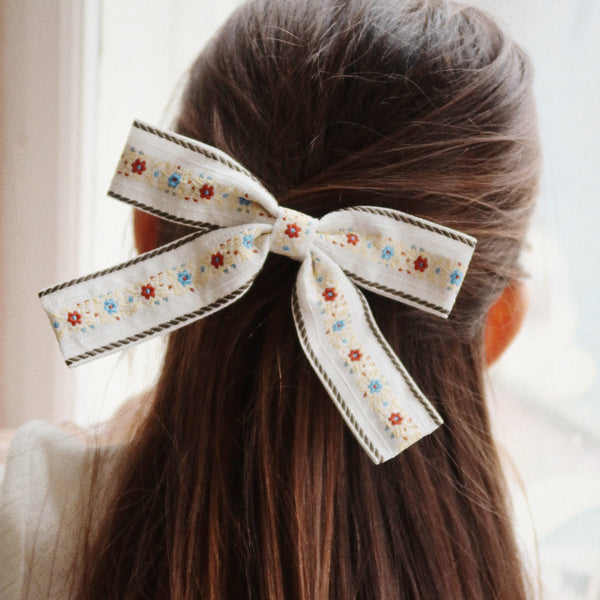 Ribbon Bow Haarspange Beige