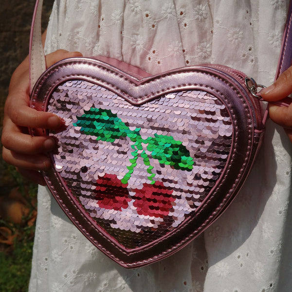 Sac sequins Coeur Rose