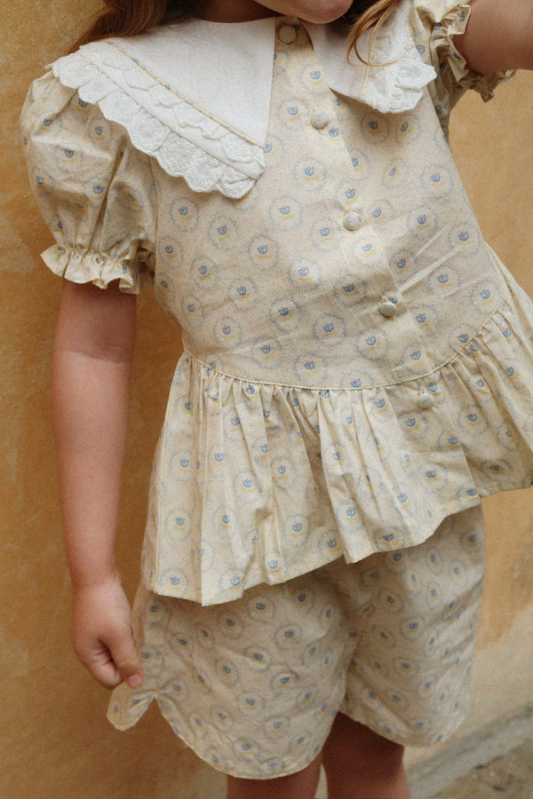 Coeur Collar Bluse Ciel Mirage
