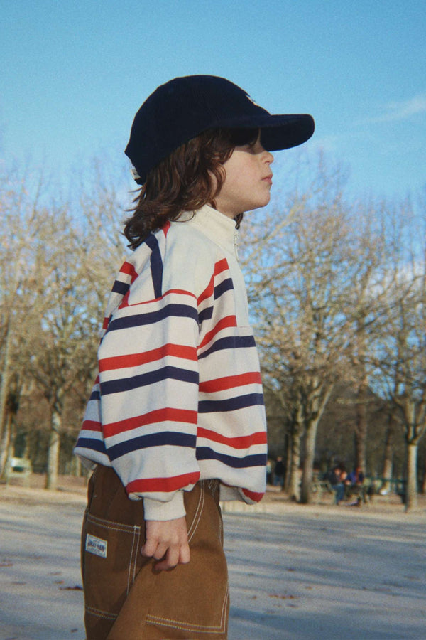 Konges Sløjd Half-Zip Sweatshirt Loupy Tangerine Stripe – Detailansicht