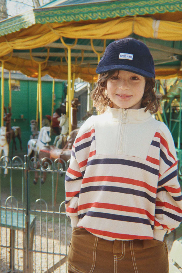 Konges Sløjd Half-Zip Sweatshirt Loupy Tangerine Stripe – Rückansicht