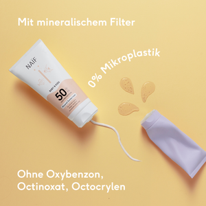 Naïf parfümfreie Sonnencreme Baby und Kind LSF 50 Rückseite