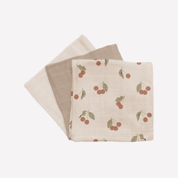 3-Pack Muslin Cloths Cherry