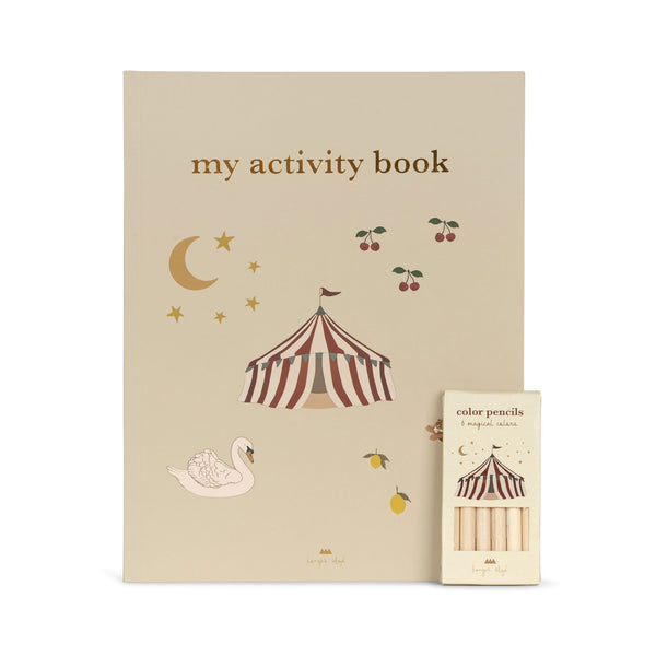 Activity Book &amp; Colored Pencils Off White