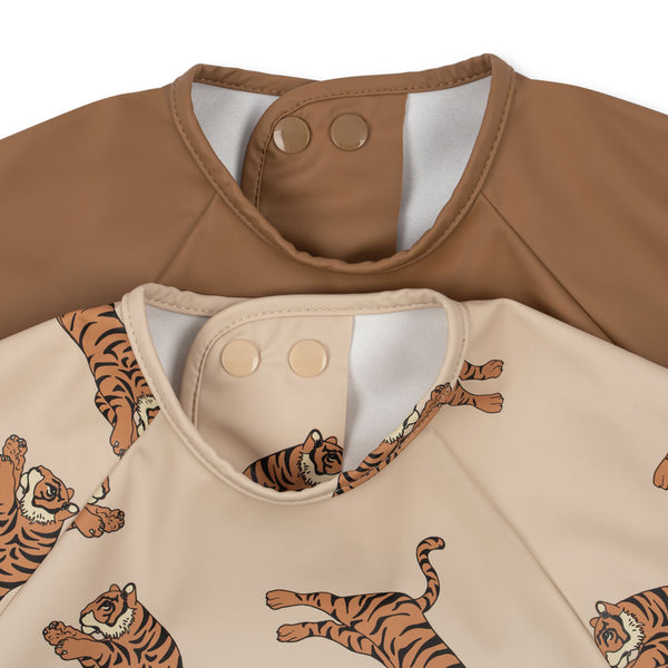 2-Set Bib with Sleeves Tiger/Toasted Coconut