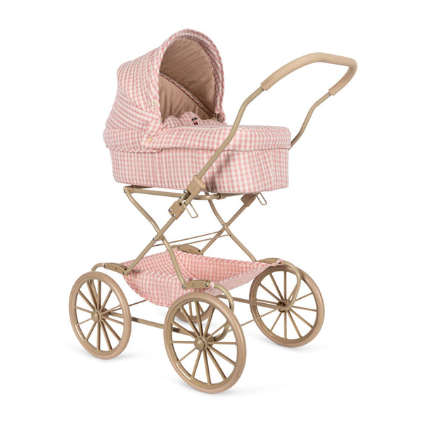 Landau pour poupée (Pram) Carreaux Rose Poudré