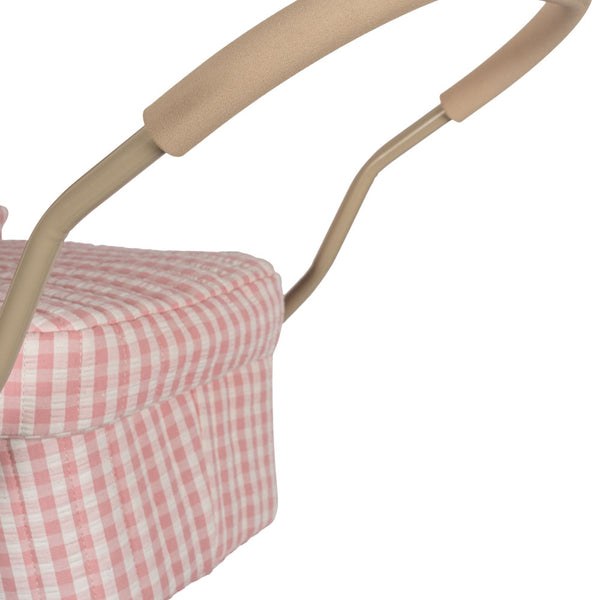 Landau pour poupée (Pram) Carreaux Rose Poudré