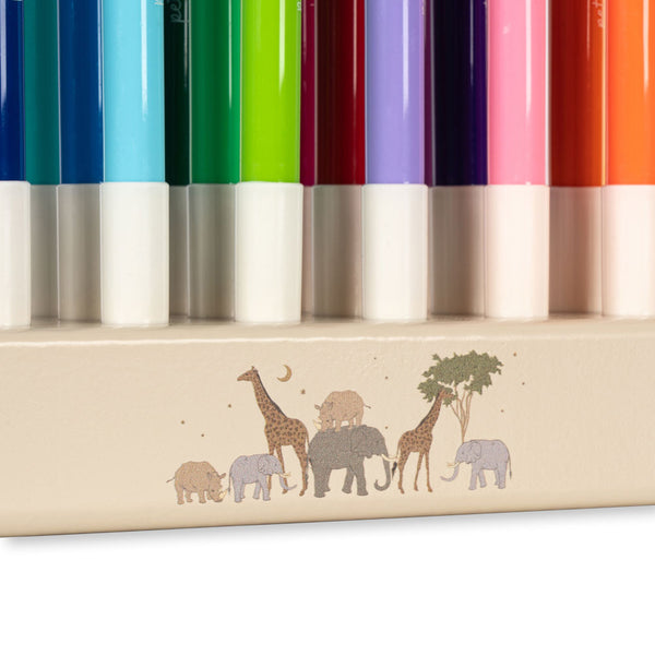 Felt-tip pens in FSC wooden block Safari