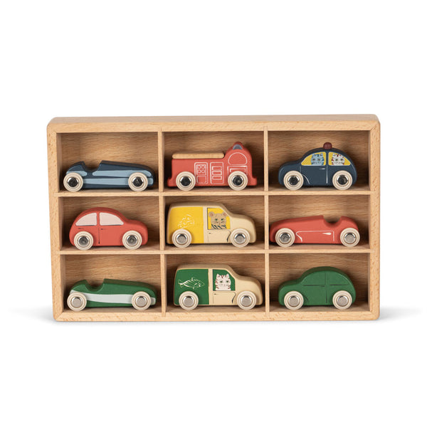 9 pcs. Mini voitures en bois Multi