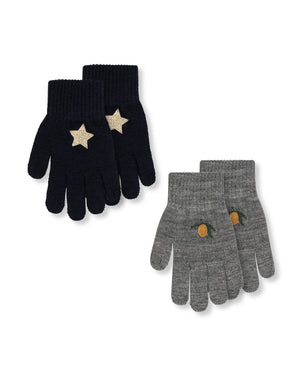 Konges Slojd-2-Pack Handschuhe Mix-Beluga Kids