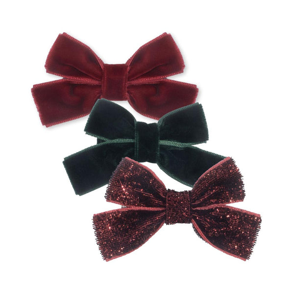 Konges Slojd-6-Pack Micki Bow Haarspangen Red/Glitter-Beluga Kids