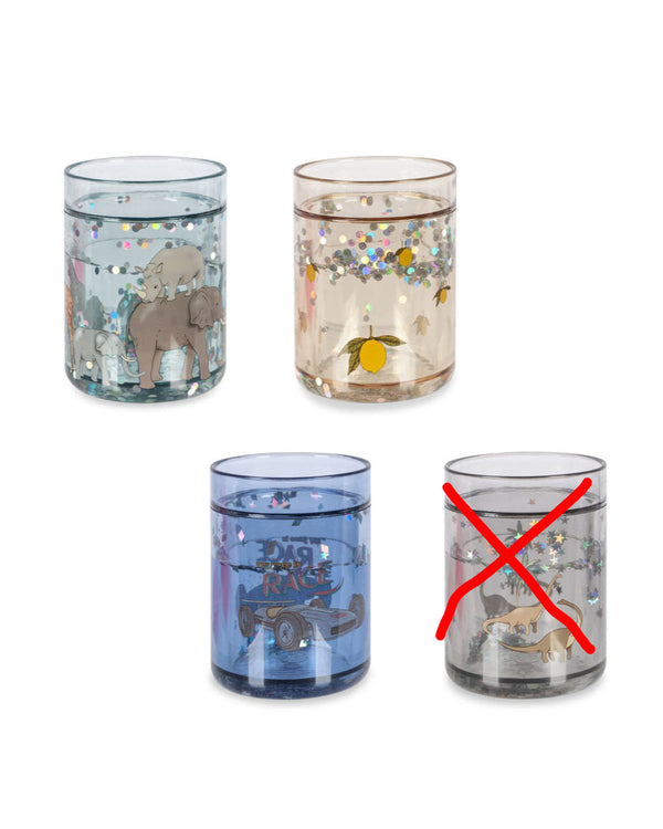Give a Chance: 3-pack of glitter drinking cups Blue Mix