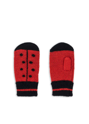 Gerippter Abschluss der Ladybug Fäustlinge am Handgelenk