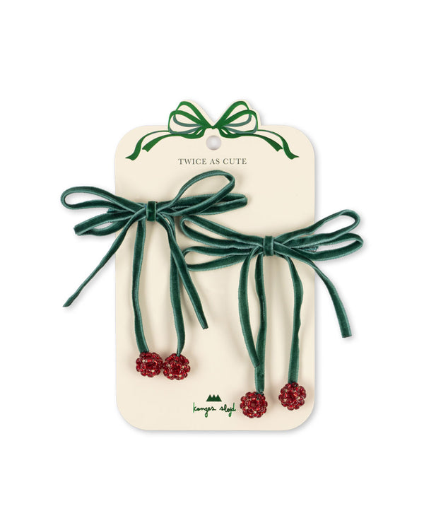 2-Pack Cherry Bow Haarspangen