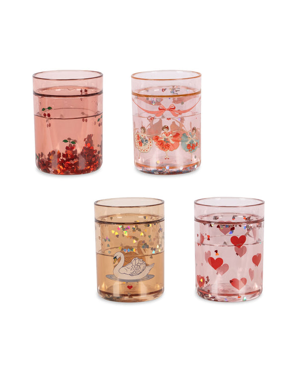 4-Pack Glitzer-Trinkbecher Rose Multi