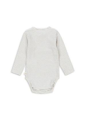 Langarm-Body Stripe Blue aus GOTS-Bio-Baumwolle im Detail