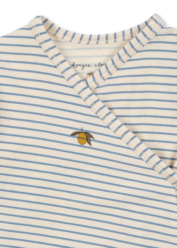 Barboteuse basique pour nouveau-né à rayures bleues