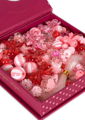 Bunte Perlen aus der Perlen-Box Pink in der FSC-Aufbewahrungsbox