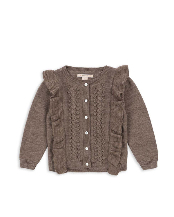 Fiol Rüschen-Cardigan Bunny Brown Melange