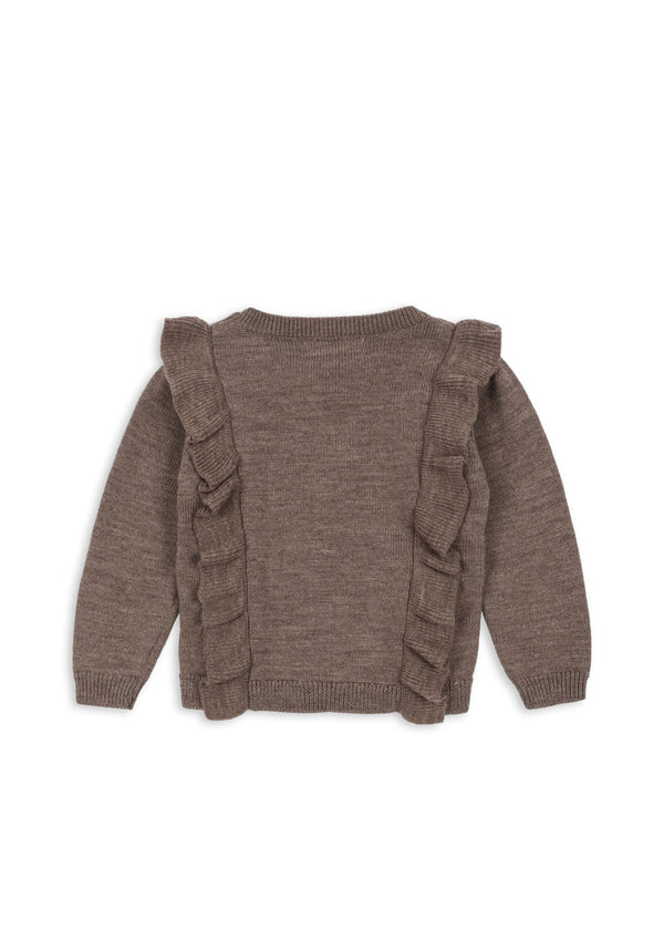 Fiol Rüschen-Cardigan Bunny Brown Melange