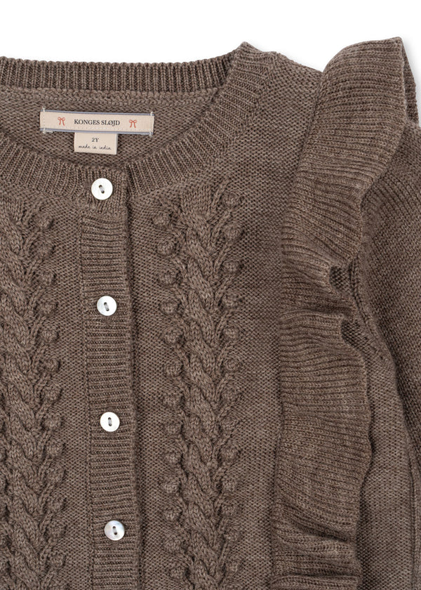 Fiol Rüschen-Cardigan Bunny Brown Melange