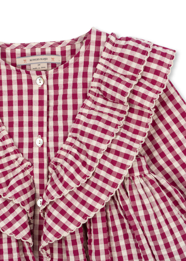 Kim Kleid Sangria / Butter Check