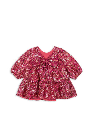 Ballonärmel des Lila Paillettenkleids Sparkling Sangria von Konges Sløjd