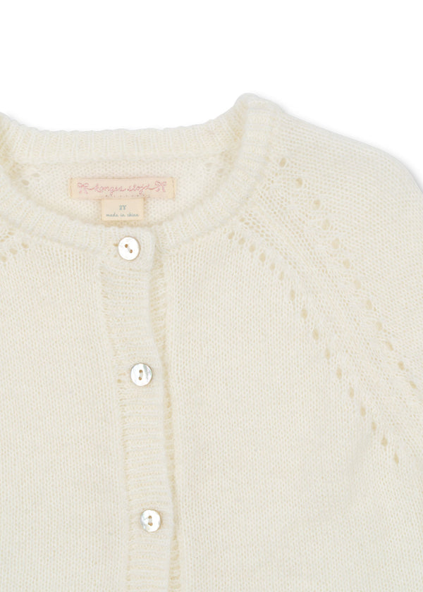 Cardigan à volants Minia Blanc brillant