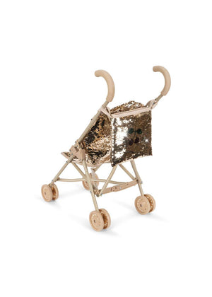 Gesteppter Stoff und Wellenkante am Sparkly Puppenwagen Cherry von Konges Sløjd