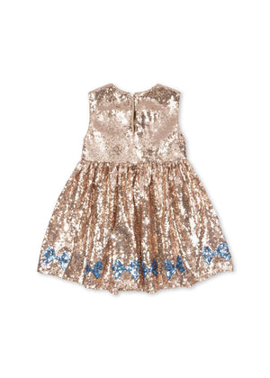 Pailletten-Kleid Starla in Brazillian Sand, Detail des Rundhalsausschnitts