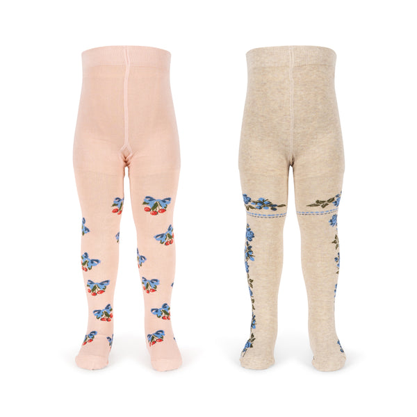 2-Pack Jacquard Tights Amarena / Tramonto