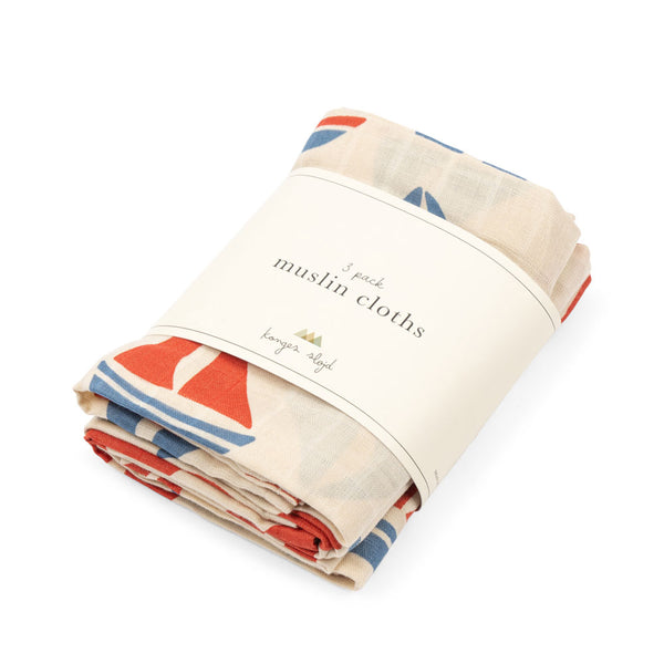 3-Pack Muslin Cloths Ahoy