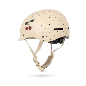 Konges Sløjd Fahrradhelm Navy Dot mit Kinnriemen, Seitenansicht