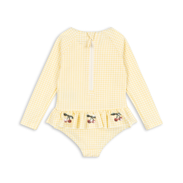 Etta Long Sleeve Swimsuit Banana Almond Check