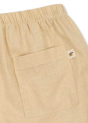Konges Sløjd Franzen Leinen-Shorts Sea Mist – Detail des Leinenstoffs