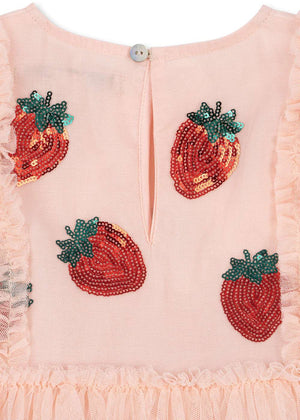 Konges Sløjd Yvonne Rüschen-Kleid Strawberry Rose – Detail