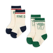 Lot de 2 paires de chaussettes côtelées motif Fine Dining