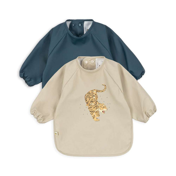 Konges Sløjd Ärmel-Lätzchen 2er-Pack mit Tiger-Print Ruggito