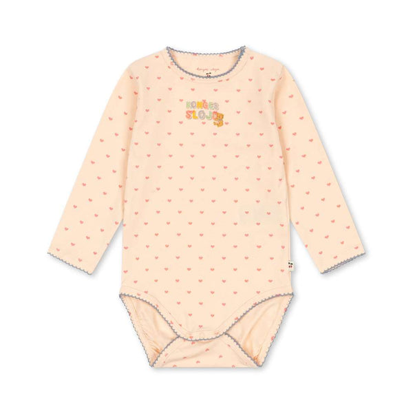 Konges Sløjd Langarm-Body Basic Teddy Coeur mit Druckknöpfen im Schritt – Vorderansicht
